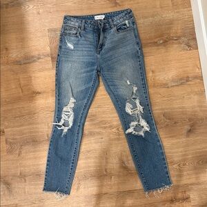 Cello Distressed Skinny Jeans in Blue